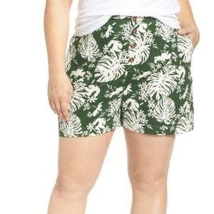 NWOT BP Leaf Print Linen Blend Shorts  3X